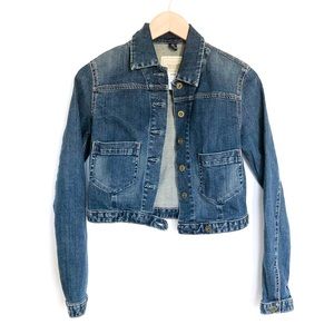 Levi's Cropped Moto Style Dark Denim Jean Jacket Size XS